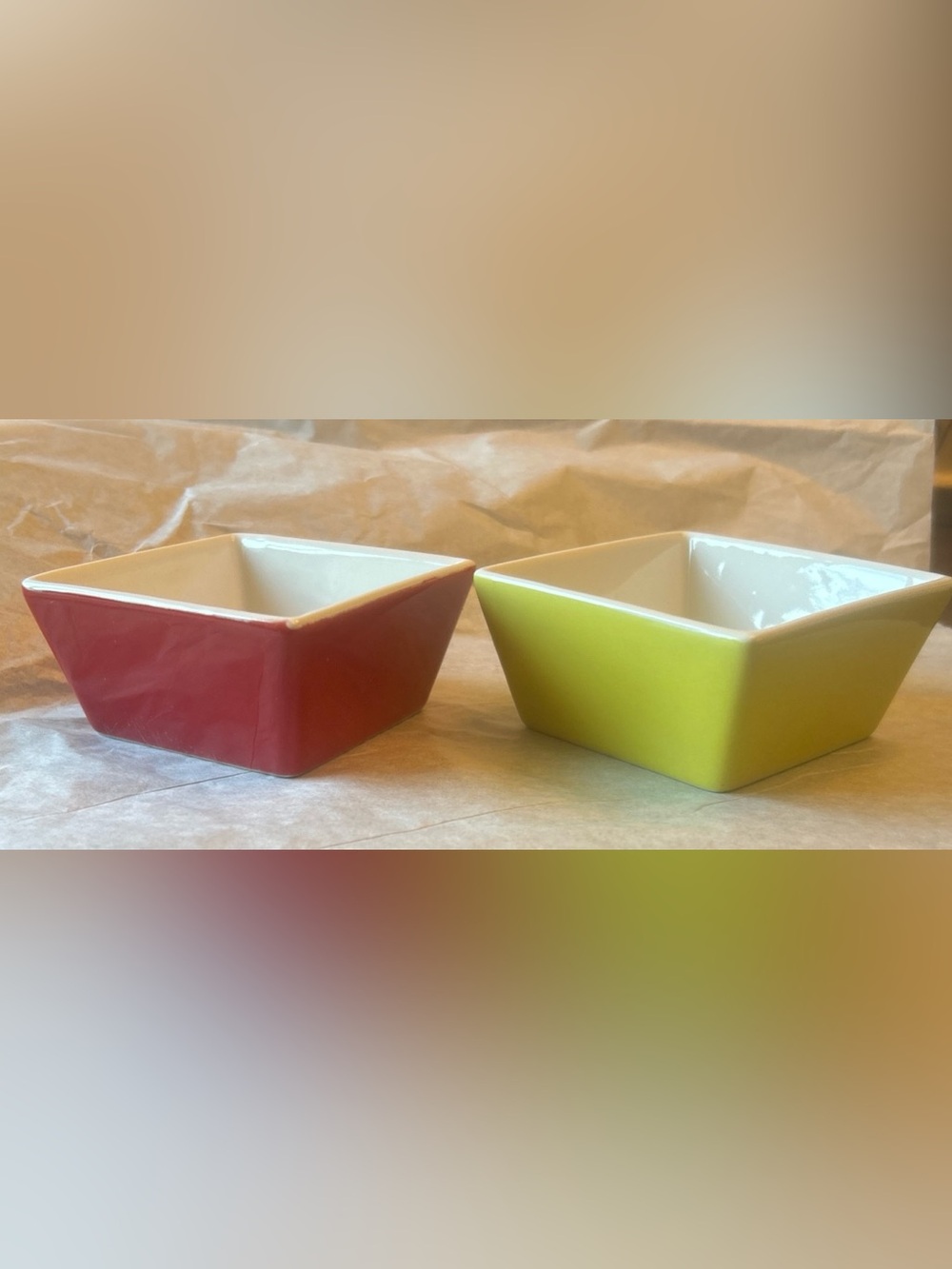 Set Of 2 Crate&Barrel Porcelain Ramekin Sauce Cups 6 Oz